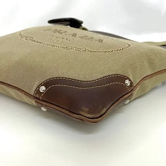 Prada Shoulder Bag Beige Brown Bt0536 Jacquard - Picture 5 of 10
